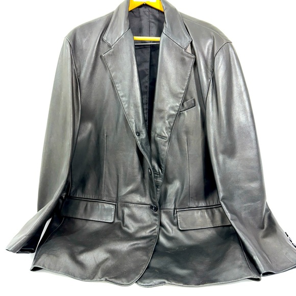 Ralph Ralph Lauren Blk Buttery Soft Lamb Leather Blazer Jacket Mens 48R Couture